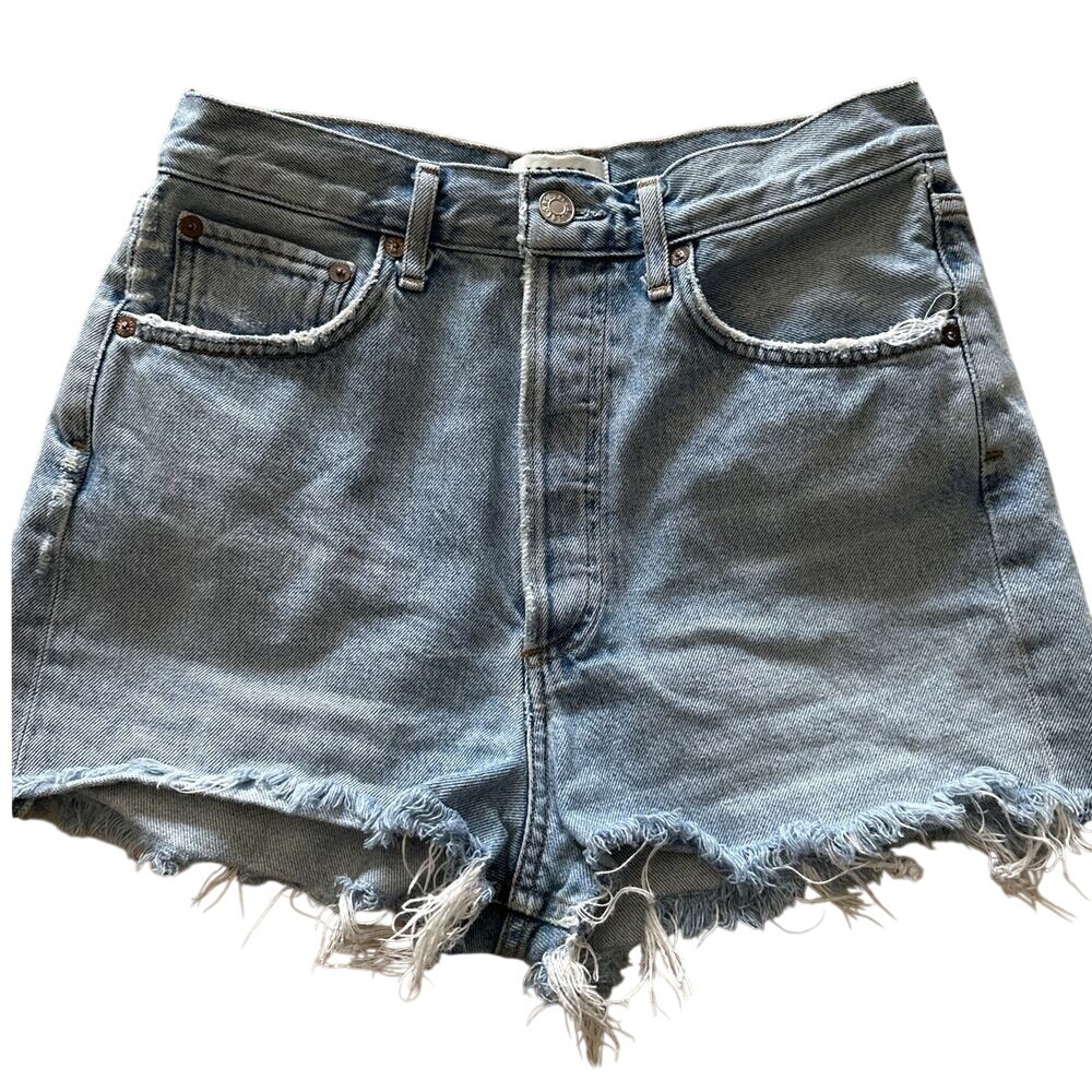 AGOLDE 90's High Rise Cut Off Denim Shorts in Light Wash - Size‎ 25